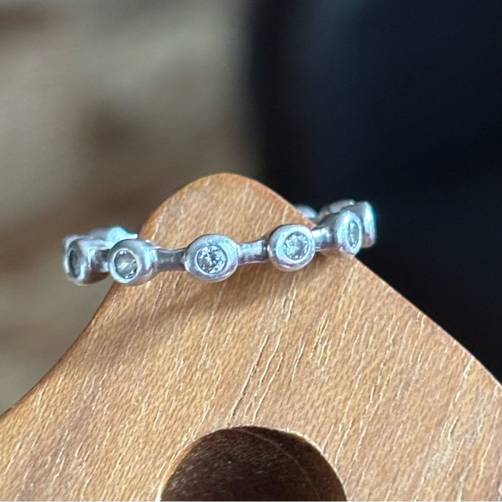 Sterling Silver Women's Ring with Gem Details